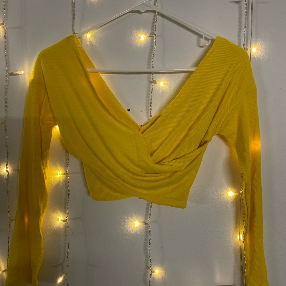 Yellow cross crop top from fashion nova